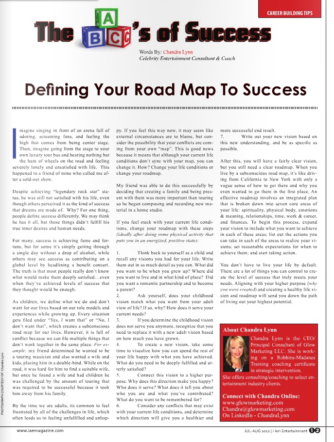 Chandra Lynn’s Roadmap to Success Article is Published in I Am Entertainment Magazine